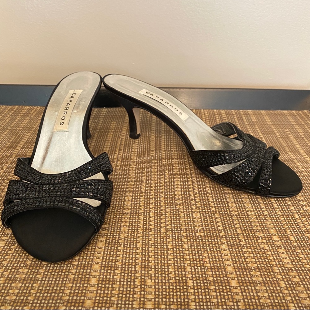 Caparros black sparkle kitten heel